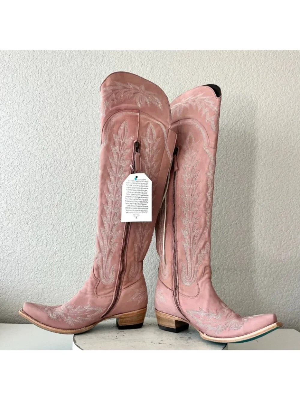 Lane LEXINGTON Over the Knee Womens Cowboy Boots 8.5 Pink Western Cowgirl Tall